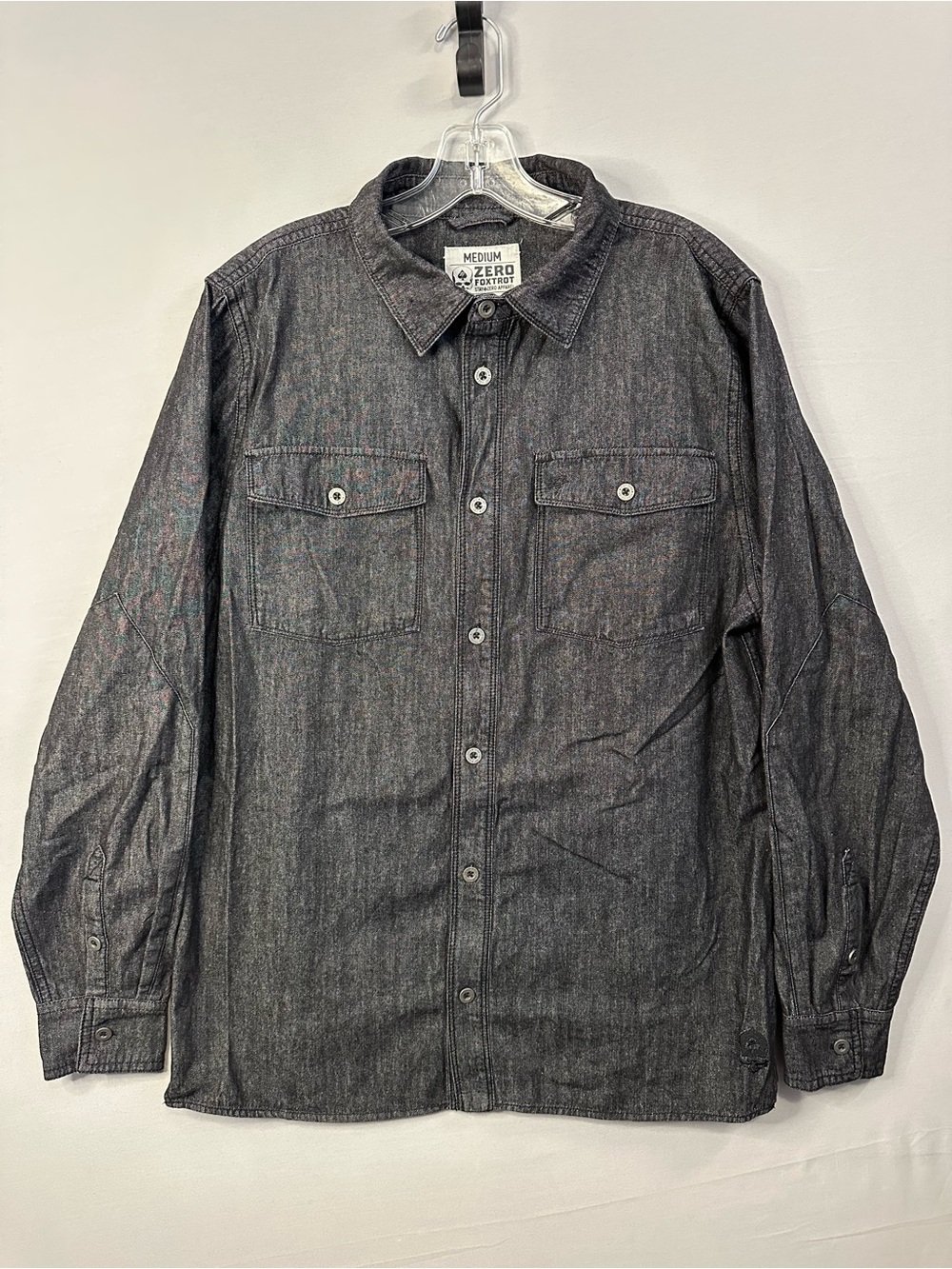 Zero Foxtrot Men's Black Denim Button-Up Work Shirt